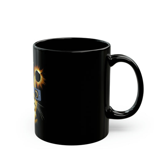 Black Ceramic Mug 11oz/15oz: Cosmic Cat Spectator