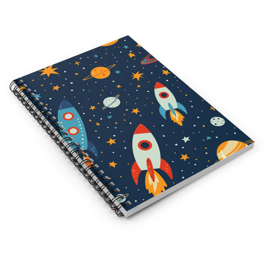 Spiral Notebook (6" x 8") | Cosmic Rockets Voyage