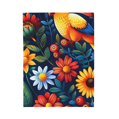 Plush Velveteen Blanket | Vibrant Floral Aviary