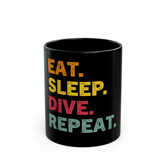 Black Ceramic Mug 11oz/15oz: Colorful Diver's Mantra