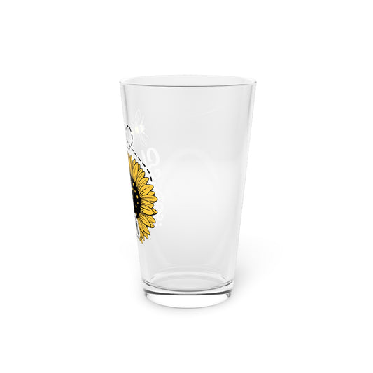 Pint Glass, 16oz: Buzzing Sunflower Inspiration