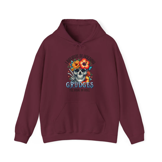 Hooded Sweatshirt: Floral Skull Contrast
