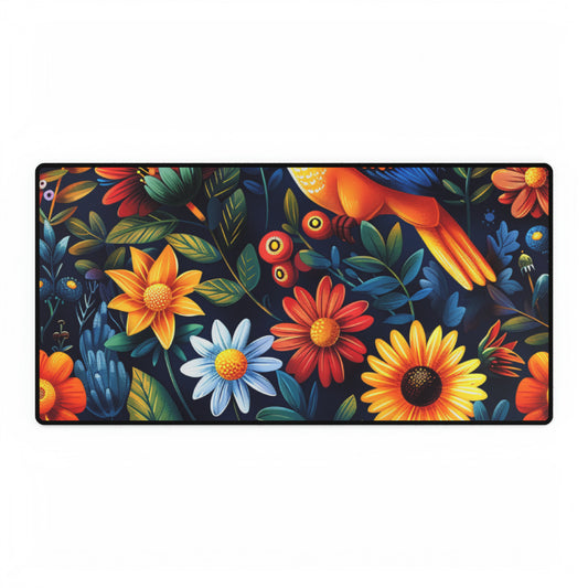 Computer Desk Mat | Vibrant Floral Aviary