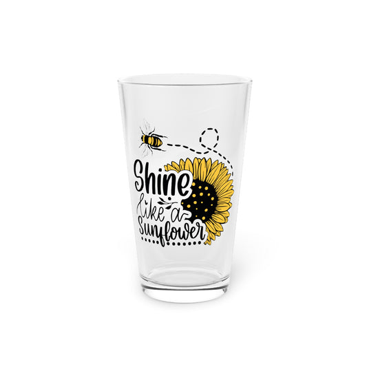 Pint Glass, 16oz: Buzzing Sunflower Inspiration