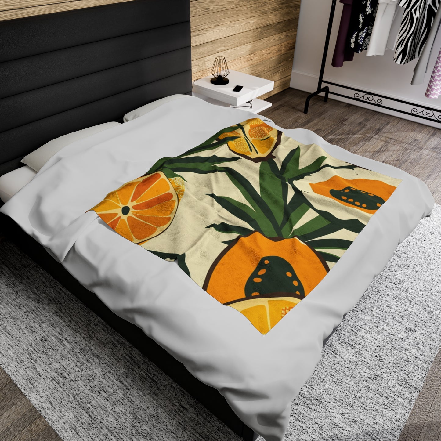 Plush Velveteen Blanket | Tropical Citrus Medley