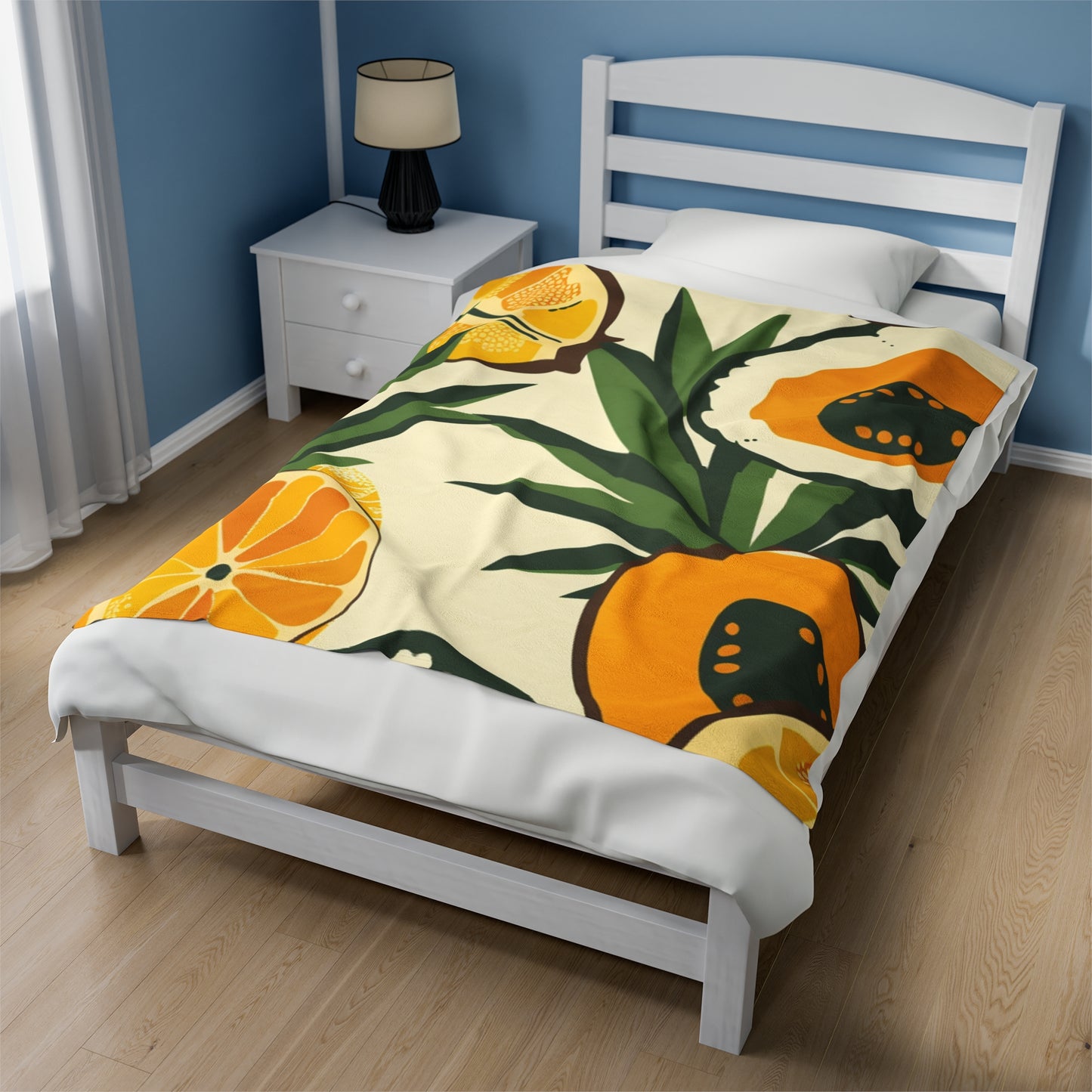Plush Velveteen Blanket | Tropical Citrus Medley