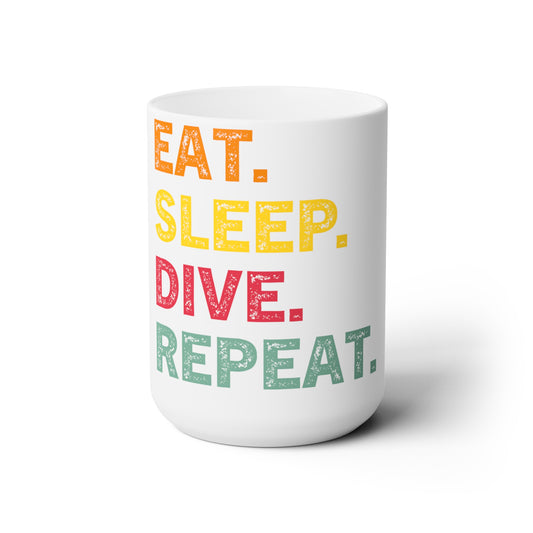 Ceramic Mug 15oz: Colorful Diver's Mantra