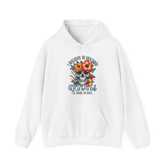 Hooded Sweatshirt: Floral Skull Contrast
