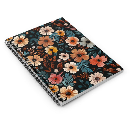 Spiral Notebook (6" x 8") | Midnight Blossom Array